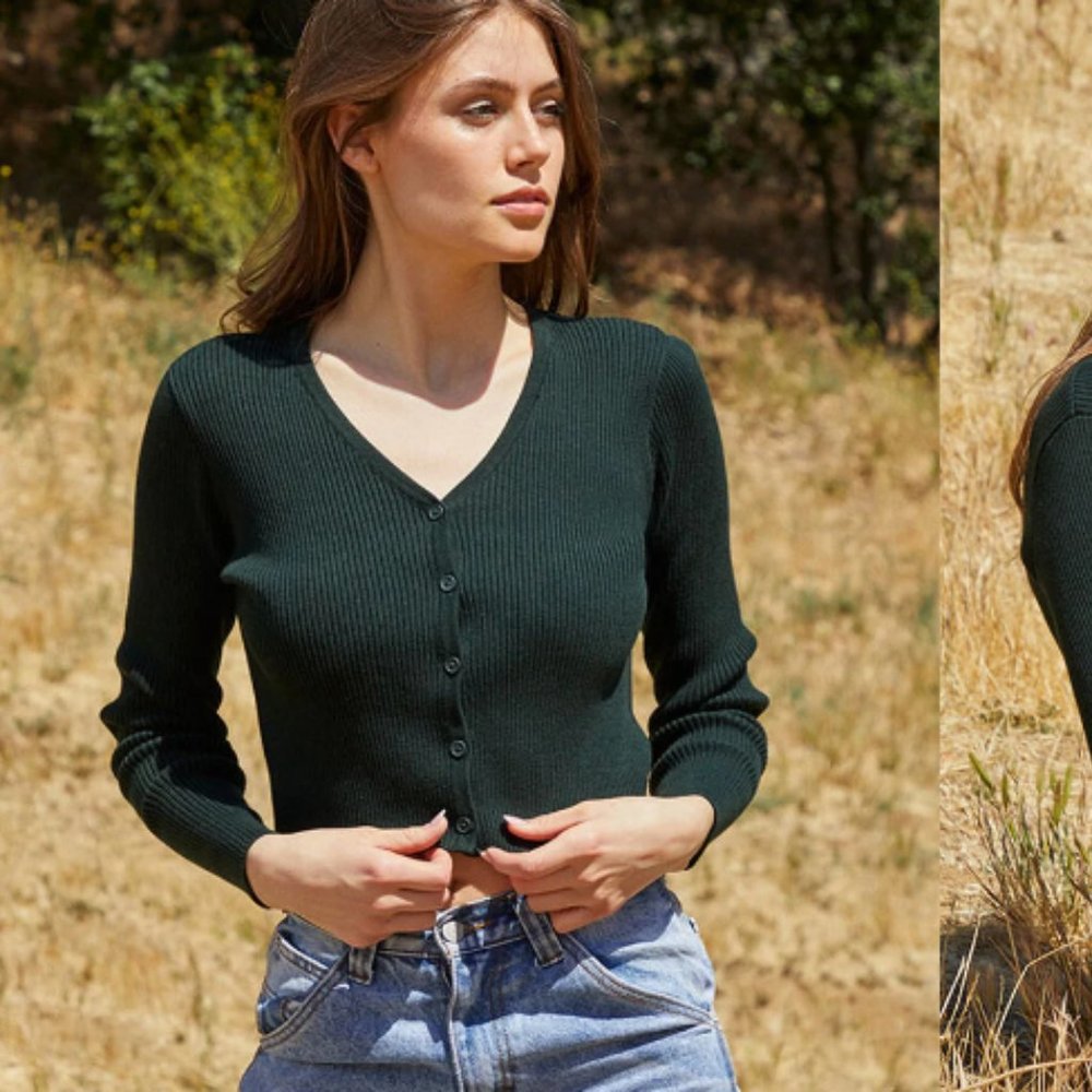 BRANDY MELVILLE Green Shannon Cardigan NWOT